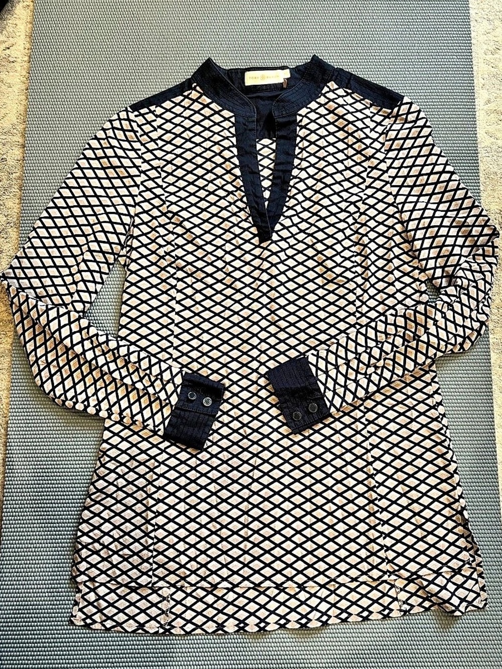 Tory Burch Geometric Tunic in Beige & Black Size 4